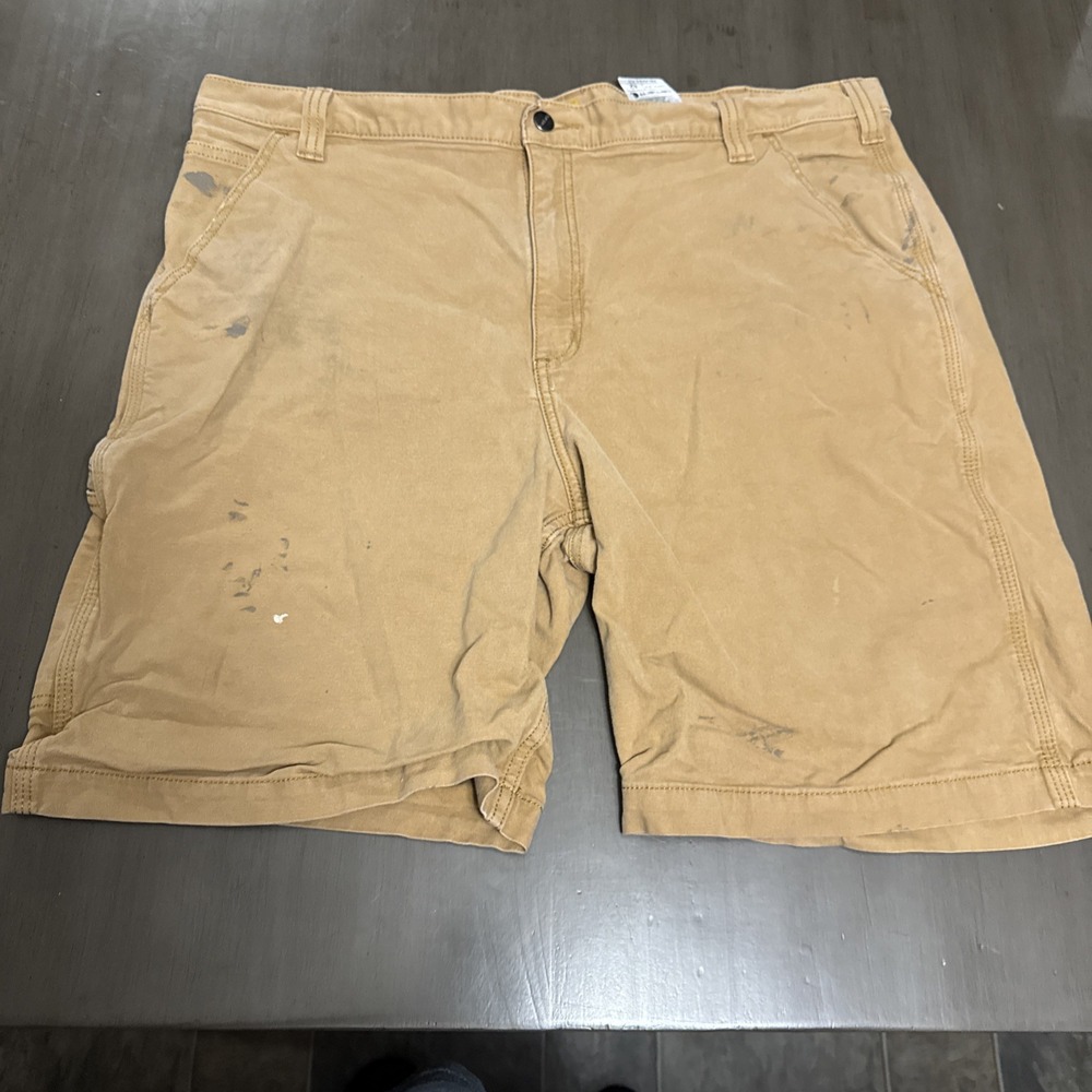 Carhartt Shorts Mens 42 Fits 40 Faded Khaki Carpenter Distressed Grunge 102514 - Picture 1 of 16